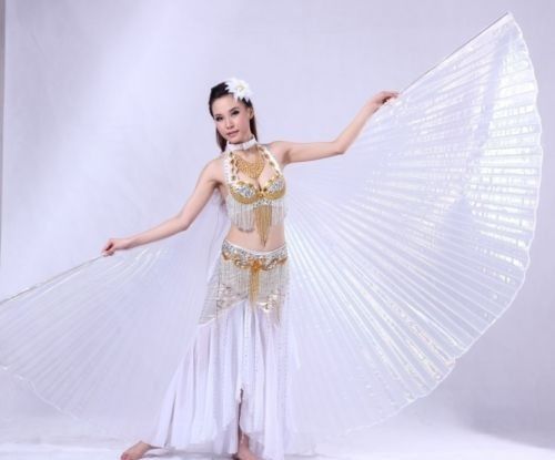 shipping USA Isis wings Egyptian Belly Dance Isis wings+2 sticks+bag close back 
