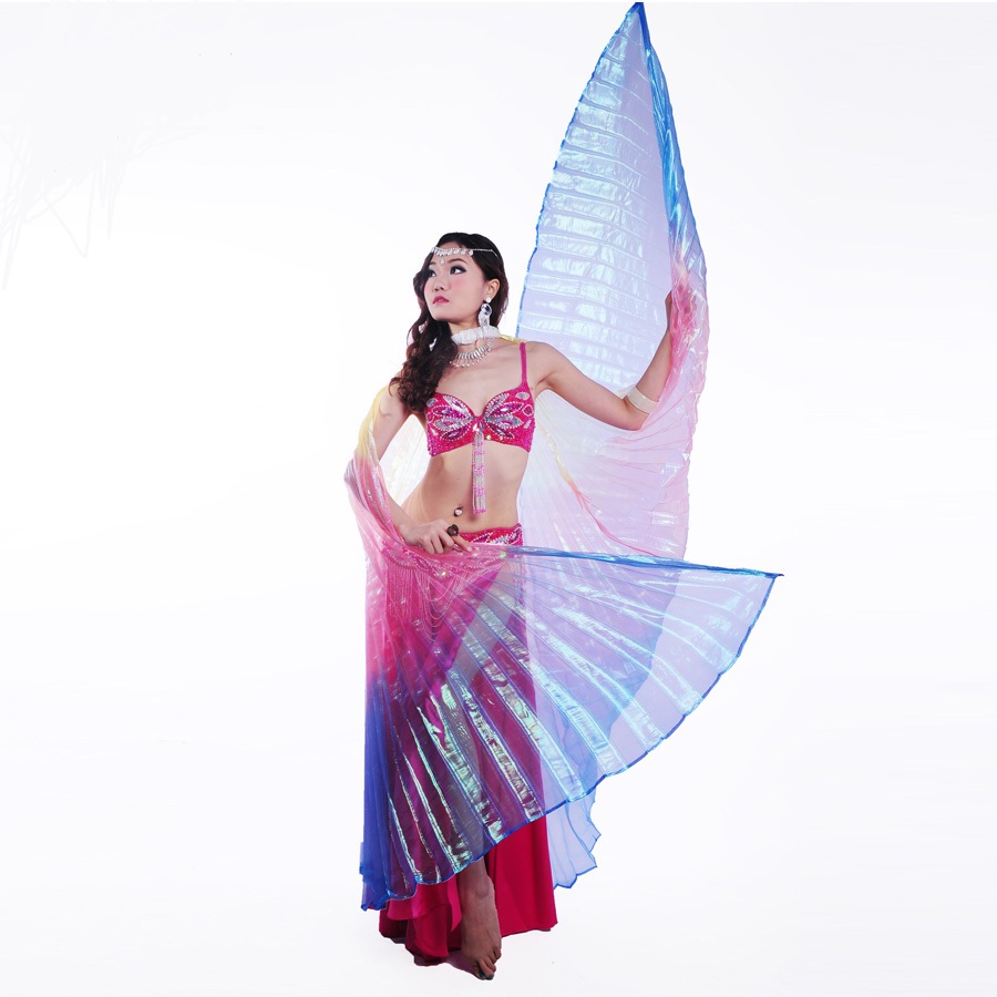 Belly Dance Costume Adults Open Back LED Isis Wings with 2 Sticks 