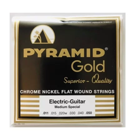 Pyramid Gold Chrome Nickel Flat wound Medium/Special Electric Guitar Strings 11-50