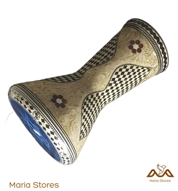 Darbuka Percussion, Aluminum Cast, inlaid Mother of Pearl, 17" highest , maria stores