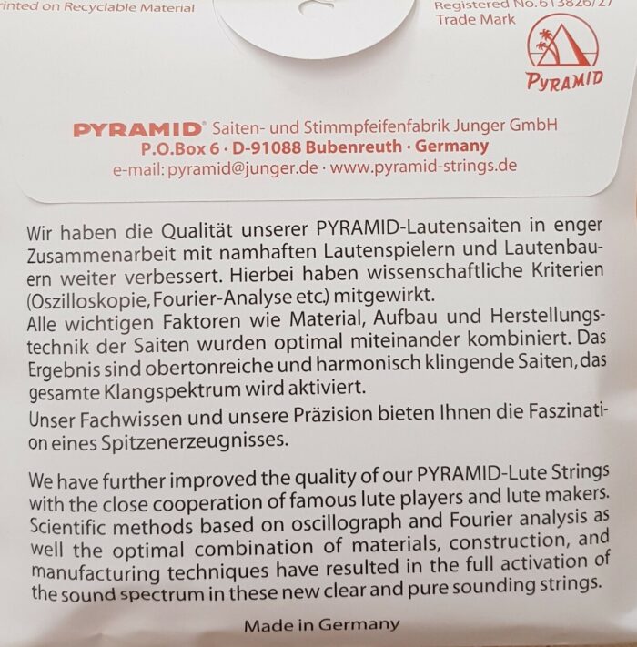 Pyramid Premium Oud - Lute Strings - 0.575 - 1033 (MADE IN GERMANY) - Image 3