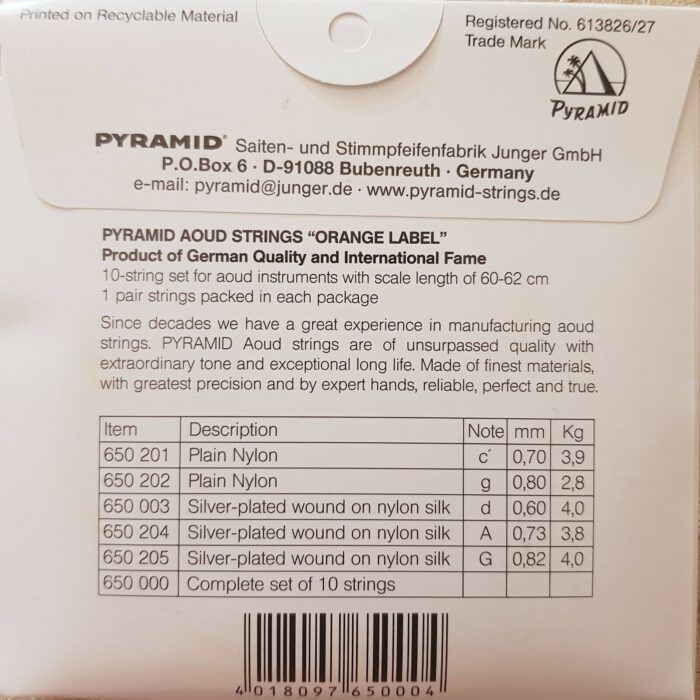 12 SETS , PYRAMID OUD STRINGS ORANGE LABEL (10-string set), made in Germany. - Image 3