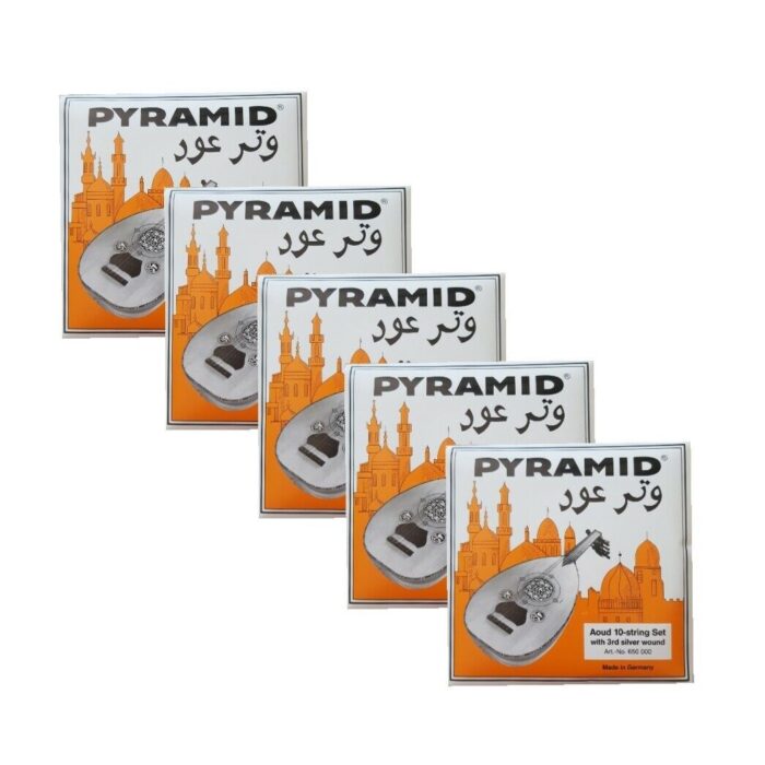 5 SETS PYRAMID OUD STRINGS ORANGE LABEL (10-string set), MADE IN GERMANY.