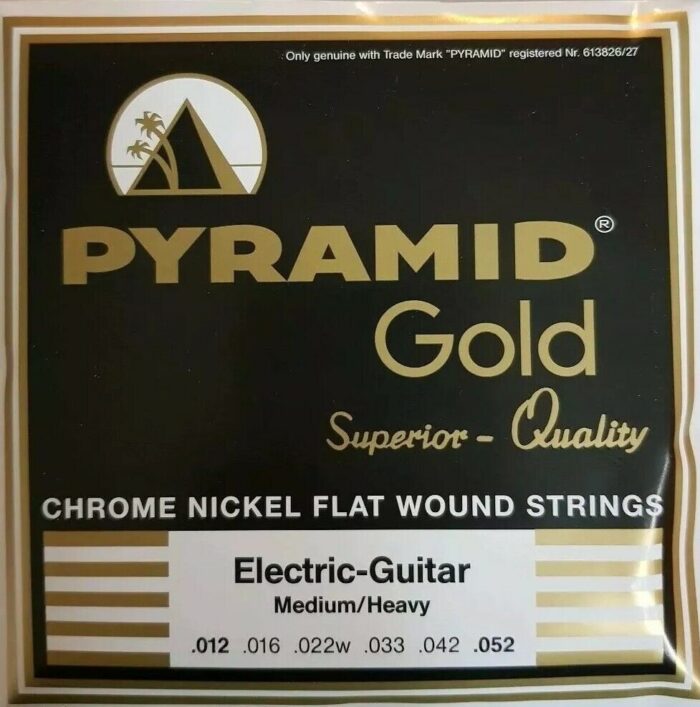 Pyramid Gold Chrome Nickel Flat wound Medium/Heavy Electric Guitar Strings 12-52