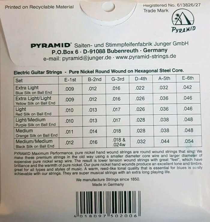 Pyramid Superior Quality Maximum Performance Strings .010 - .046 . - Image 2