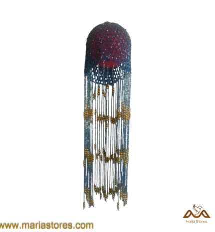 Light Blue gold Belly Dance Beaded Cap Handcrafted with beadwork and an adjustable fit, adding elegance and cultural flair to your performance.