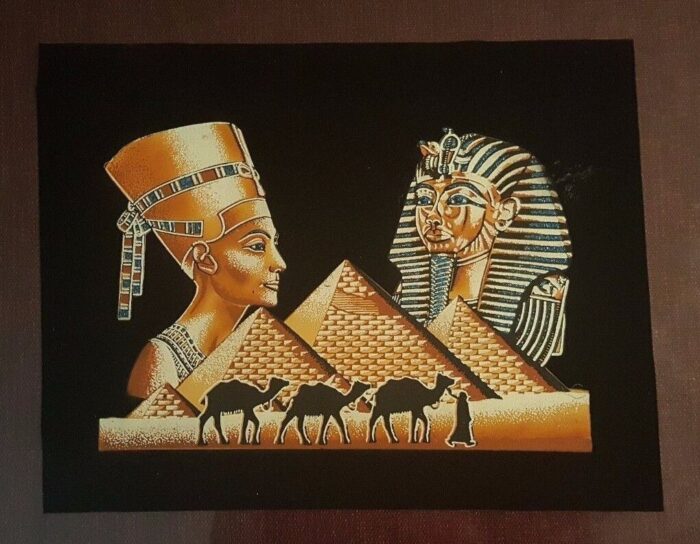 Egyptian hand painted on fabric Paper 13"x 16" - Image 4