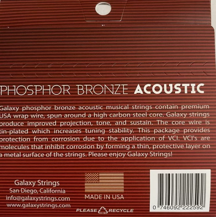 Galaxy phosphor bronze acoustic musical strings extra light gauge - Image 2