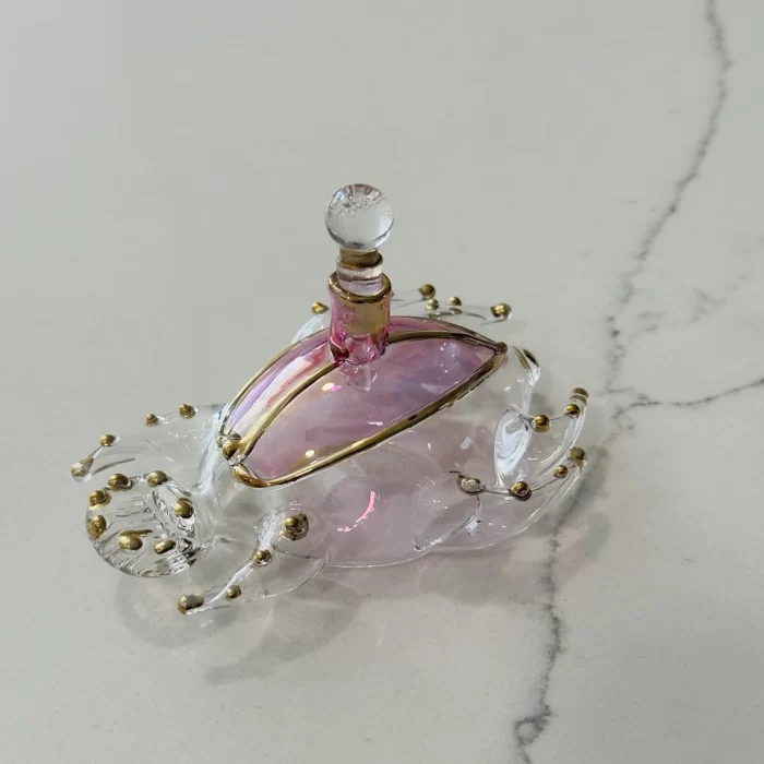 New Attar Bottle, Egyptian Handmade Glass, Blown Glass with intricate details—ideal for storing perfume oils or as a unique decorative piece.