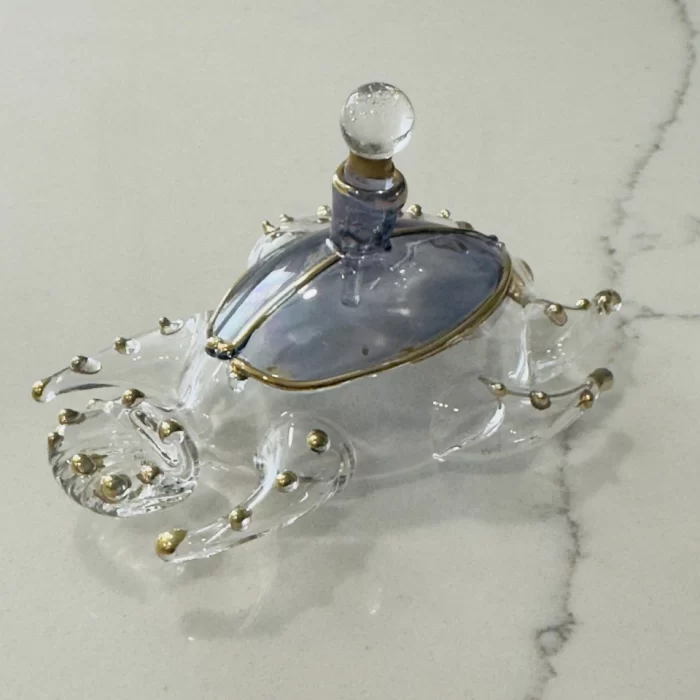 New Attar Bottle, Egyptian Handmade Glass, Blown Glass with intricate details—ideal for storing perfume oils or as a unique decorative piece.